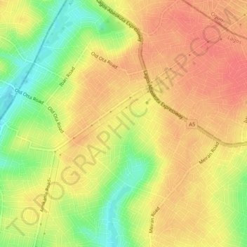 Topografische Karte Suberu Oje, Höhe, Relief