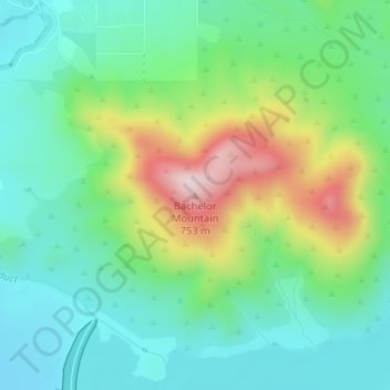 Topografische Karte Bachelor Mountain, Höhe, Relief