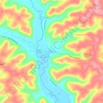 Topografische Karte Liberty, Höhe, Relief