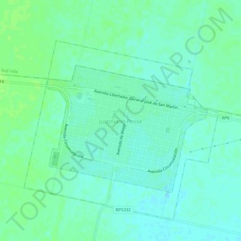 Topografische Karte Justiniano Posse, Höhe, Relief