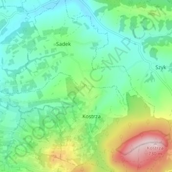 Topografische Karte Granice, Höhe, Relief