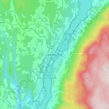 Topografische Karte Vikersund, Höhe, Relief