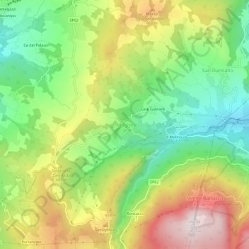 Topografische Karte Mogne, Höhe, Relief