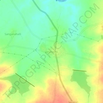 Topografische Karte Janawada, Höhe, Relief