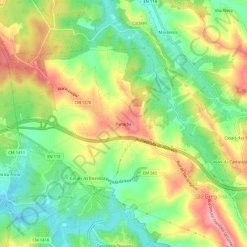 Topografische Karte Fanadia, Höhe, Relief