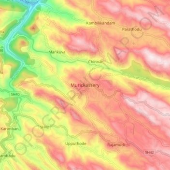 Topografische Karte Murickassery, Höhe, Relief