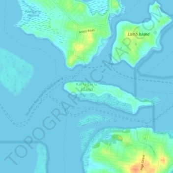 Topografische Karte Karragarra Island, Höhe, Relief
