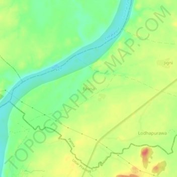 Topografische Karte Bhina, Höhe, Relief