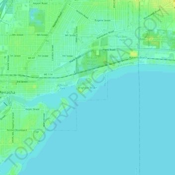 Topografische Karte Brighton Beach, Höhe, Relief