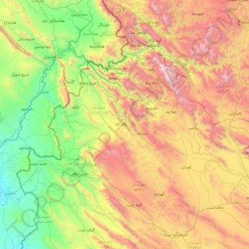 Topografische Karte تازه آباد, Höhe, Relief
