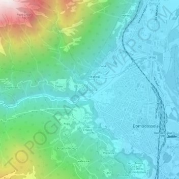 Topografische Karte Mocogna, Höhe, Relief