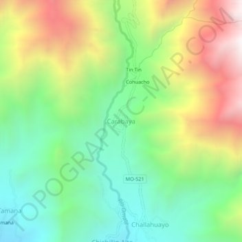 Topografische Karte Carabaya, Höhe, Relief