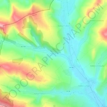 Topografische Karte Poduri, Höhe, Relief