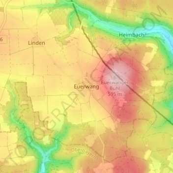 Topografische Karte Euerwang, Höhe, Relief