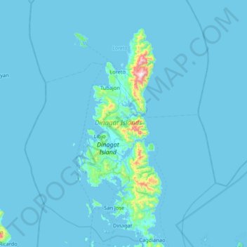 Topografische Karte Dinagat Island, Höhe, Relief