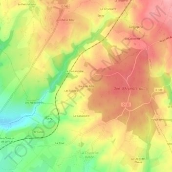 Topografische Karte Bout-de-Bois, Höhe, Relief