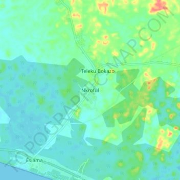 Topografische Karte Nkroful, Höhe, Relief