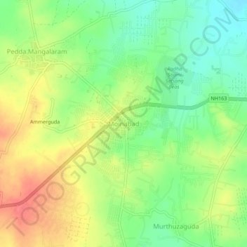 Topografische Karte Moinabad, Höhe, Relief