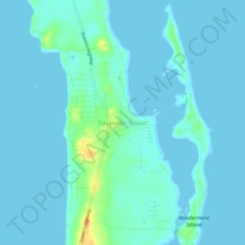 Topografische Karte Savannah Sound, Höhe, Relief