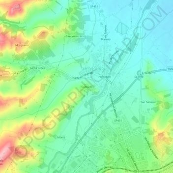 Topografische Karte Collicelli, Höhe, Relief