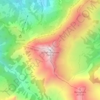 Topografische Karte Morgenberghorn, Höhe, Relief