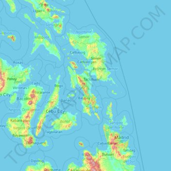 Topografische Karte Leyte, Höhe, Relief