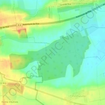 Topografische Karte Herbillon, Höhe, Relief