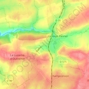Topografische Karte La Douveterie, Höhe, Relief