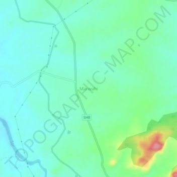 Topografische Karte Marwahi, Höhe, Relief