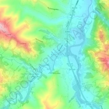 Topografische Karte Borello, Höhe, Relief