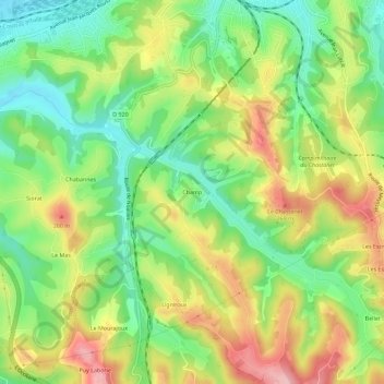 Topografische Karte Champ, Höhe, Relief