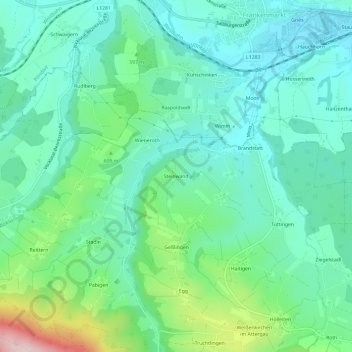 Topografische Karte Steinwand, Höhe, Relief