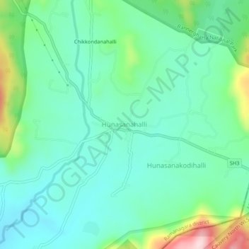 Topografische Karte Hunasanahalli, Höhe, Relief