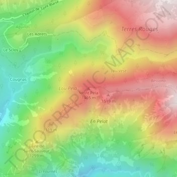 Topografische Karte Mont Péla, Höhe, Relief