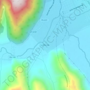 Topografische Karte La Florida, Höhe, Relief