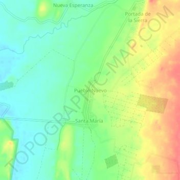 Topografische Karte Pueblo Nuevo, Höhe, Relief