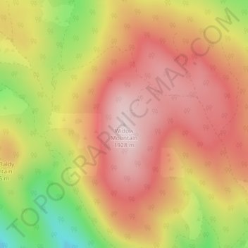 Topografische Karte Widow Mountain, Höhe, Relief