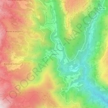 Topografische Karte Rouças, Höhe, Relief