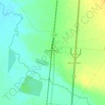 Topografische Karte Pienaarsrivier, Höhe, Relief