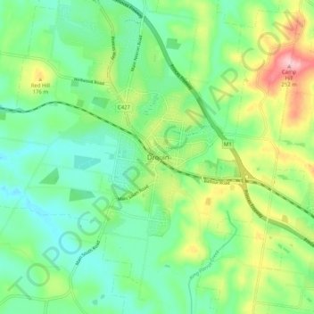 Topografische Karte Drouin, Höhe, Relief