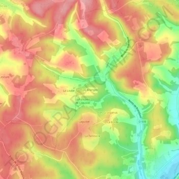 Topografische Karte Les Granges, Höhe, Relief