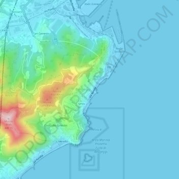 Topografische Karte Custo, Höhe, Relief