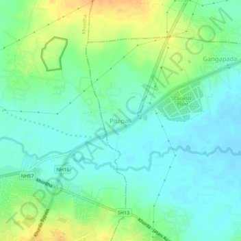 Topografische Karte Pitapali, Höhe, Relief