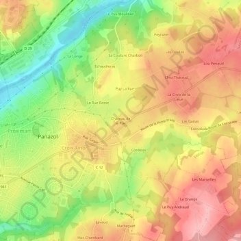 Topografische Karte Château de la Rue, Höhe, Relief