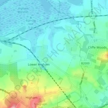 Topografische Karte Gore Green, Höhe, Relief