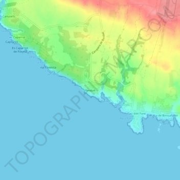 Topografische Karte Binidalí, Höhe, Relief