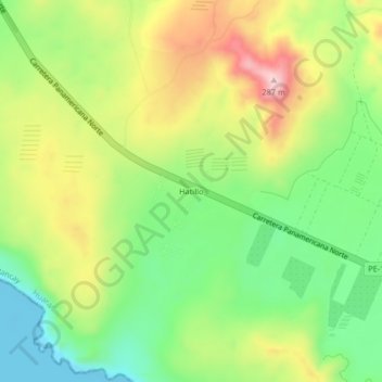 Topografische Karte Hatillo, Höhe, Relief