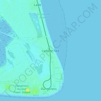 Topografische Karte Lydd-on-Sea, Höhe, Relief