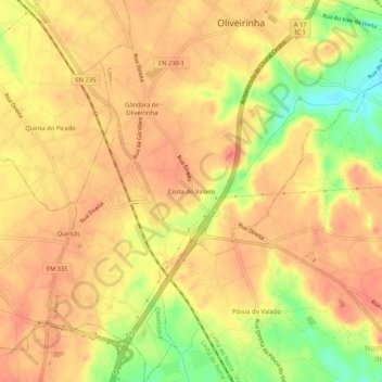 Topografische Karte Costa do Valado, Höhe, Relief