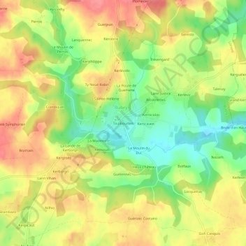 Topografische Karte Toulbouillen, Höhe, Relief